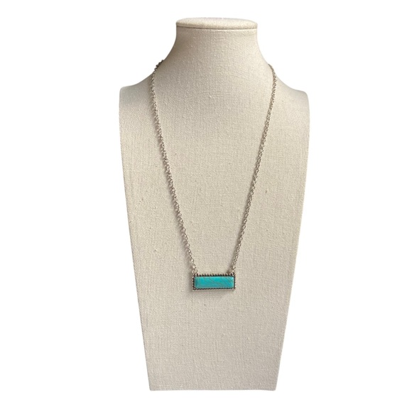 🍭5 for $20🍭 Southwest Rodeo Style Faux Turquoise Silver Bar Necklace CC - Picture 5 of 5